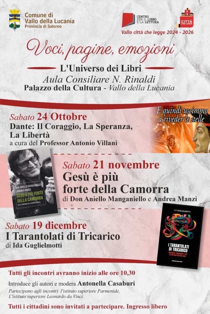 Comune di Vallo della Lucania, riprende la rassegna culturale “Voci, Pagine, Emozioni”