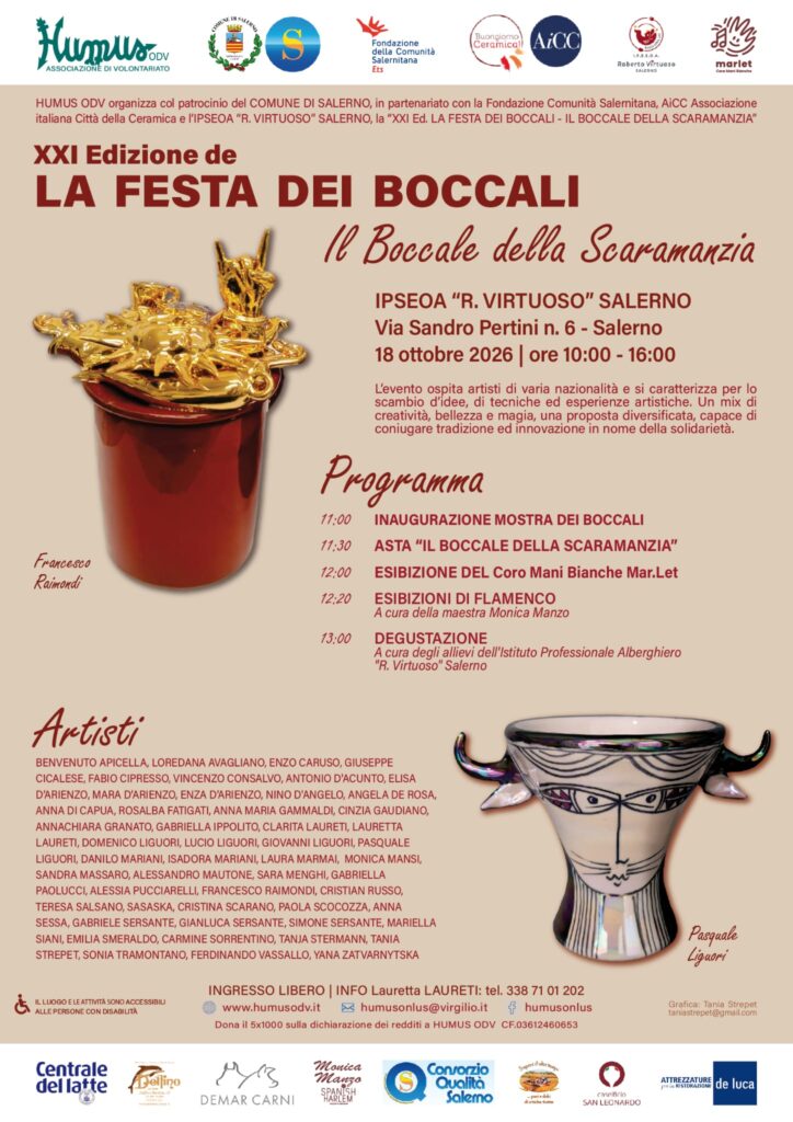 Salerno, la Festa dei Boccali tra mito, ceramica e solidarietà: l’arte che unisce nel segno di Dioniso