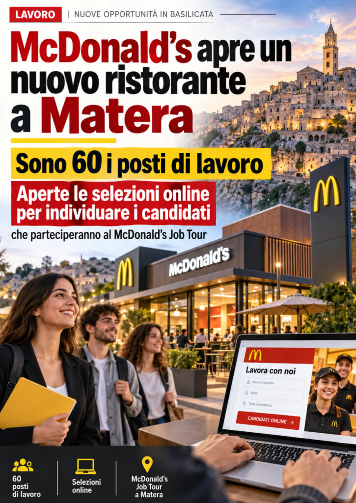 McDonald’s apre un nuovo ristorante a Matera Sono 60 i posti di lavoro