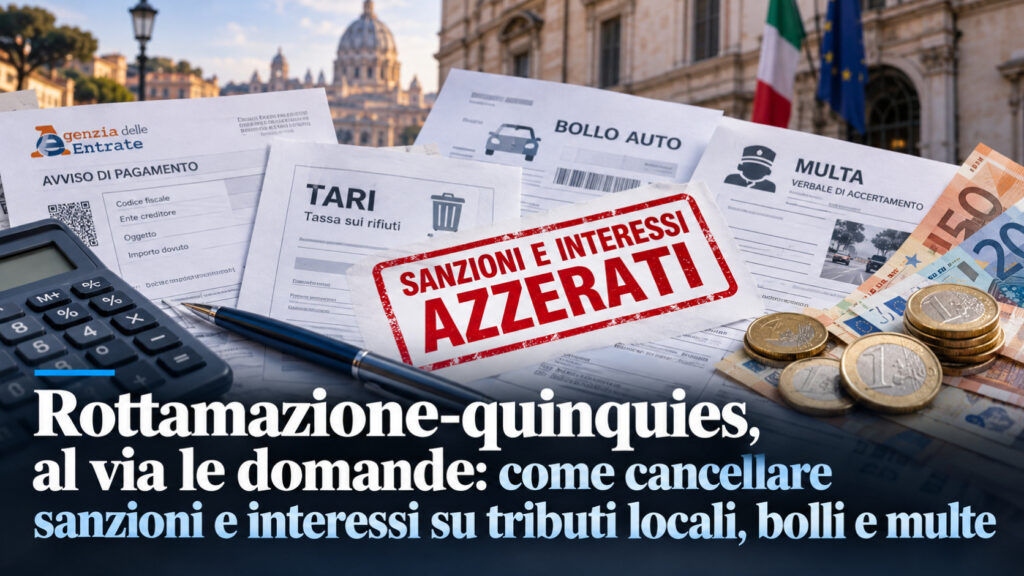 Rottamazione-quinquies, al via le domande: come cancellare sanzioni e interessi su tributi locali, bolli e multe